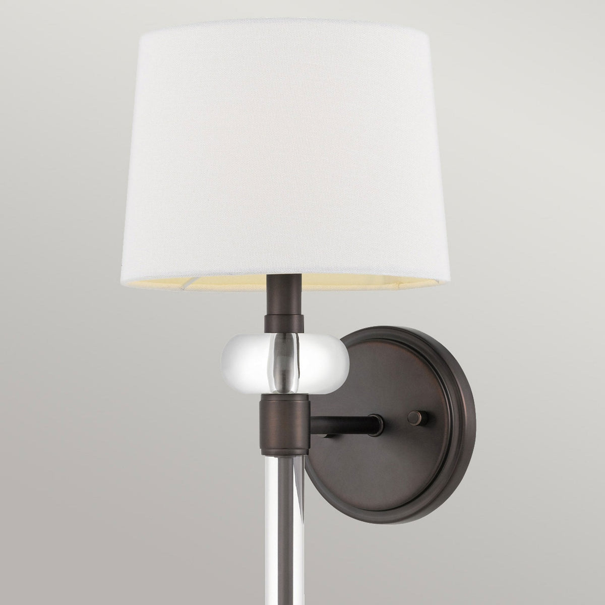 Barbour Single Wall Light in Harbor Bronze with White Fabric Shade