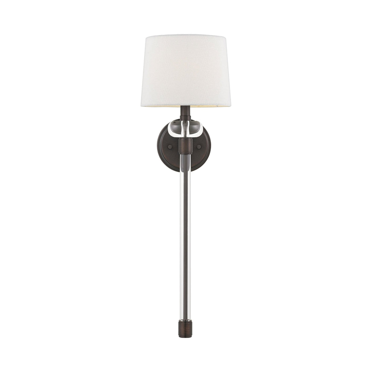 Barbour Single Wall Light in Harbor Bronze with White Fabric Shade