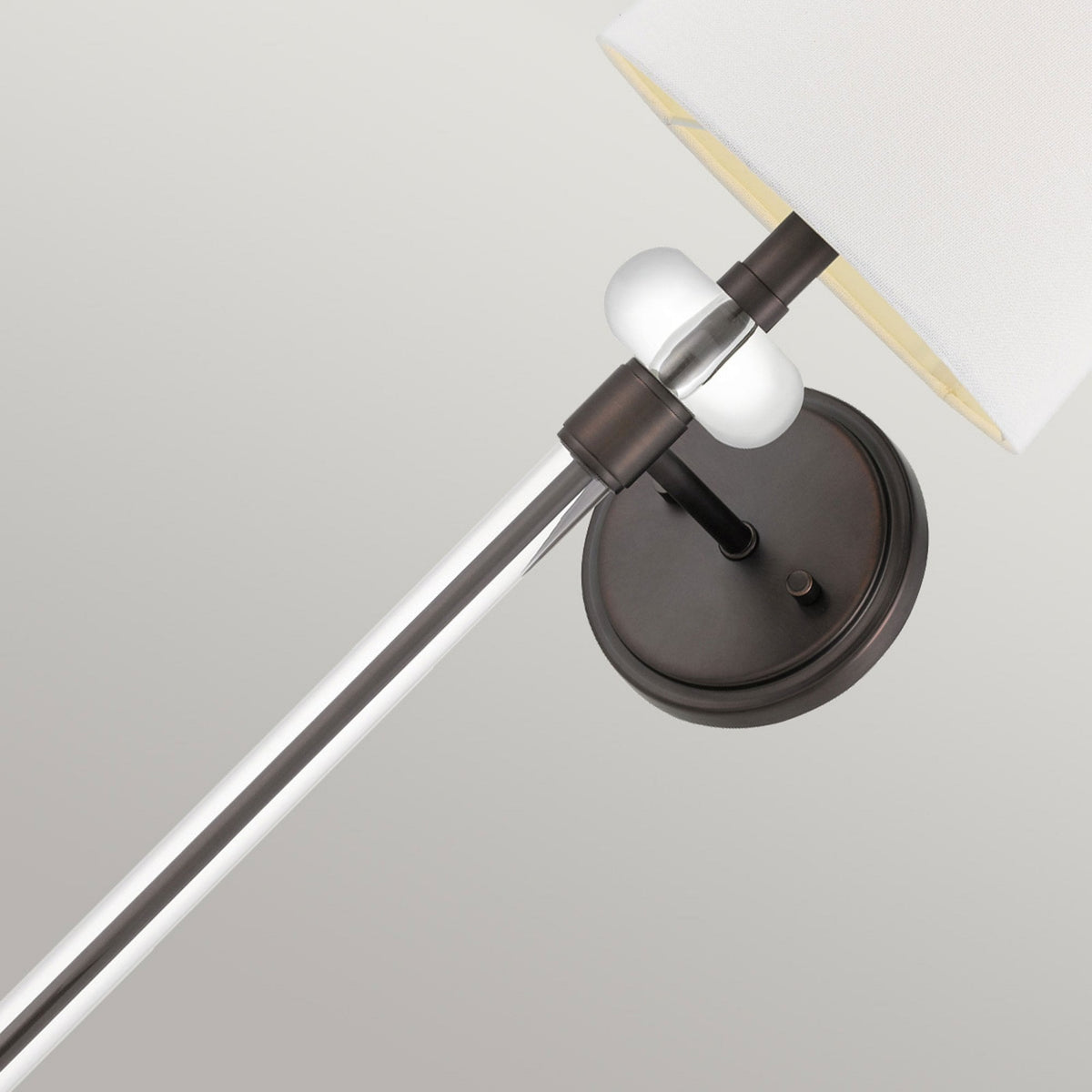 Barbour Single Wall Light in Harbor Bronze with White Fabric Shade