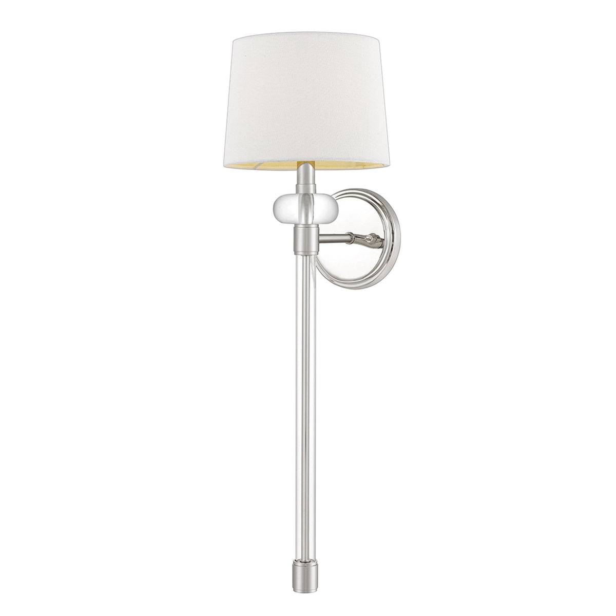 Barbour Single Wall Light in Polished Nickel with White Fabric Shade