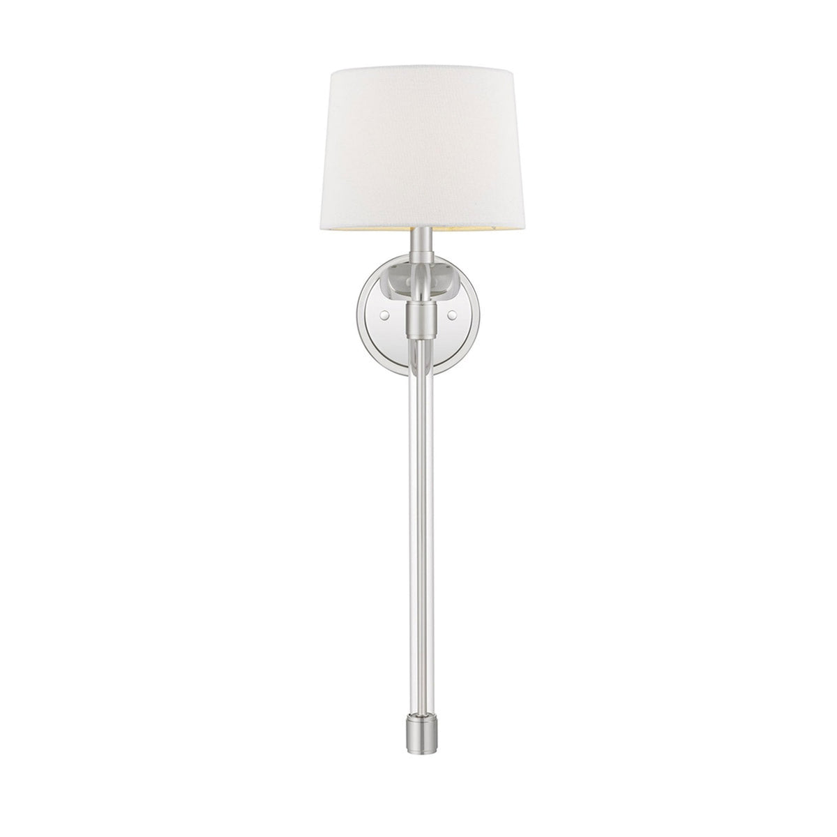 Barbour Single Wall Light in Polished Nickel with White Fabric Shade