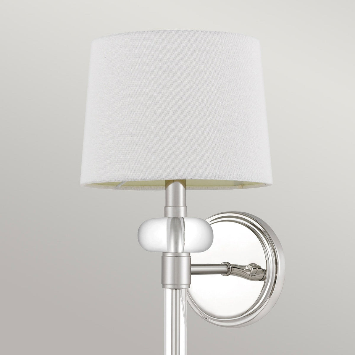 Barbour Single Wall Light in Polished Nickel with White Fabric Shade