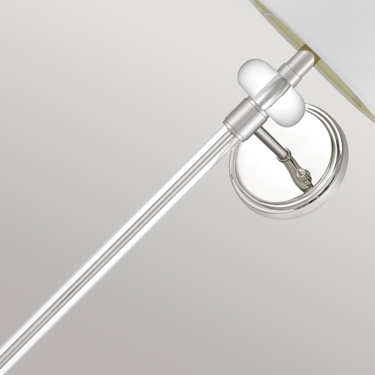 Barbour Single Wall Light in Polished Nickel with White Fabric Shade