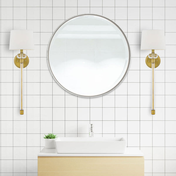 Barbour Single Wall Light in Weathered Brass with White Fabric Shade