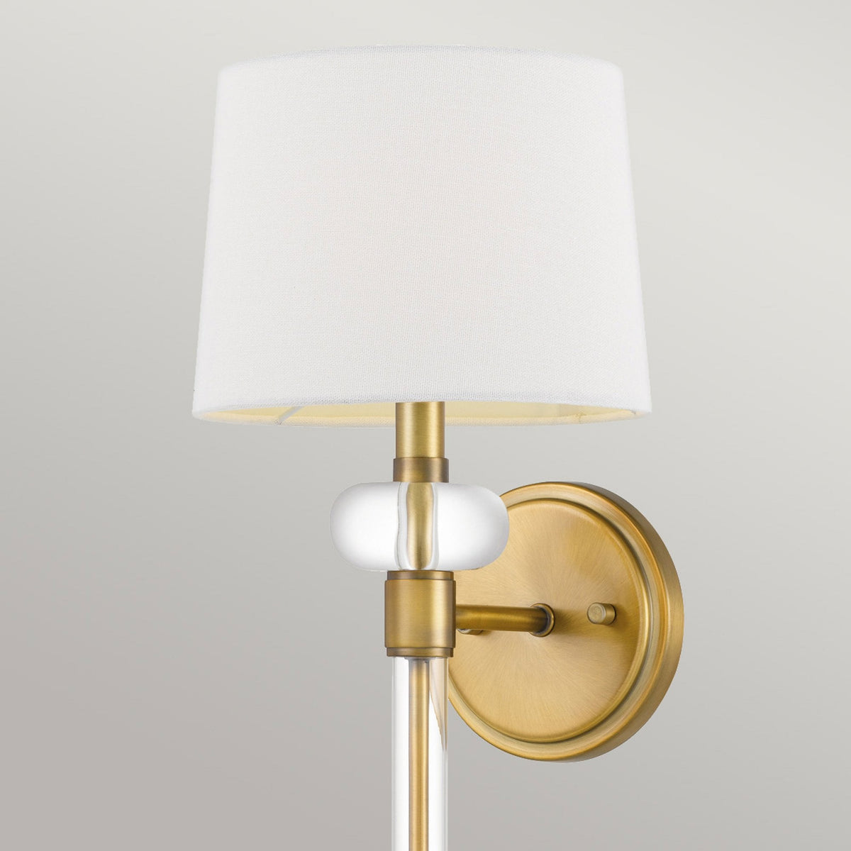 Barbour Single Wall Light in Weathered Brass with White Fabric Shade