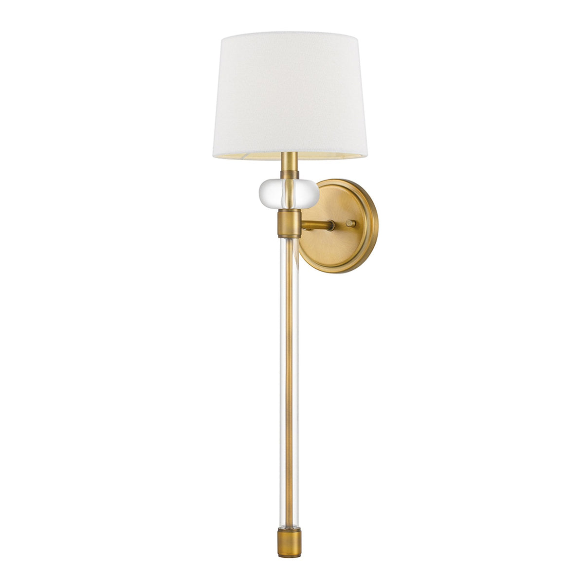 Barbour Single Wall Light in Weathered Brass with White Fabric Shade