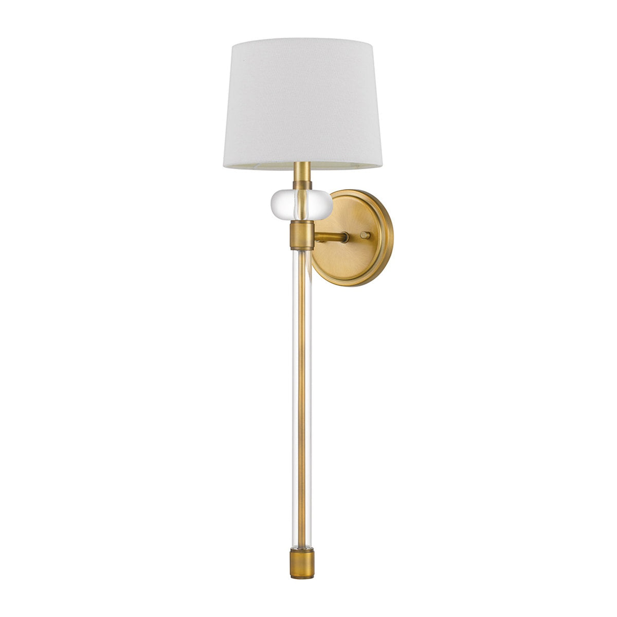 Barbour Single Wall Light in Weathered Brass with White Fabric Shade