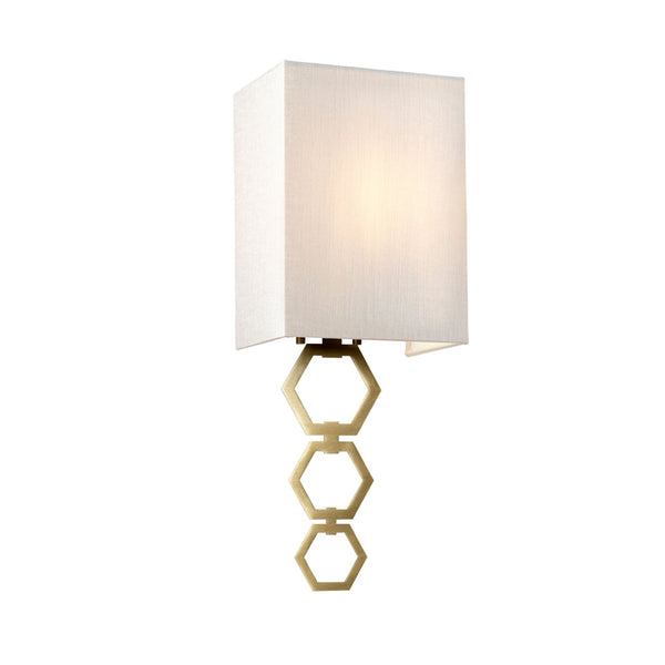 Ria Small Wall Light in Aged Brass with Ivory Faux Silk Shade