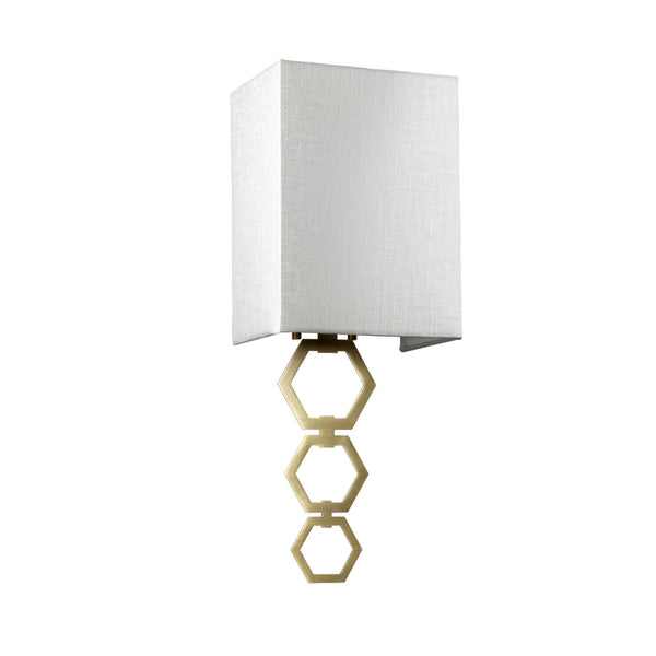 Ria Small Wall Light in Aged Brass with Ivory Faux Silk Shade