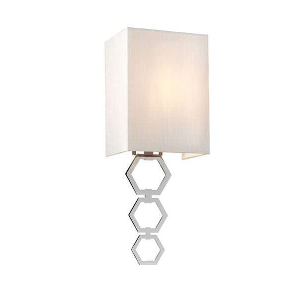 Ria Small Wall Light in Polished Chrome with Ivory Faux Silk Shade