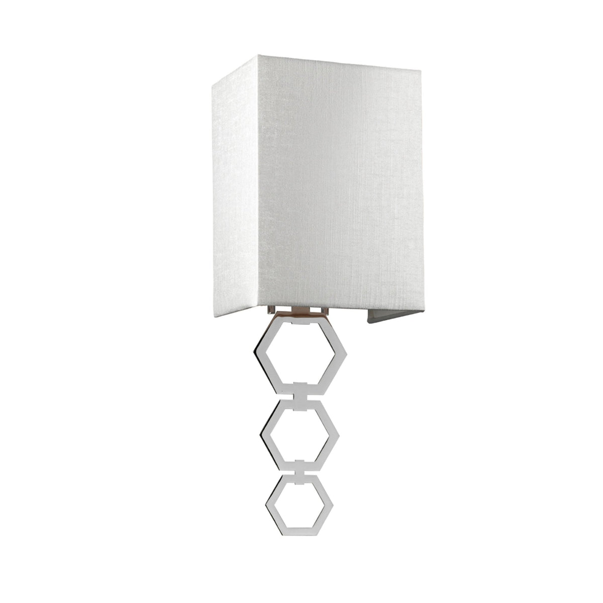 Ria Small Wall Light in Polished Chrome with Ivory Faux Silk Shade
