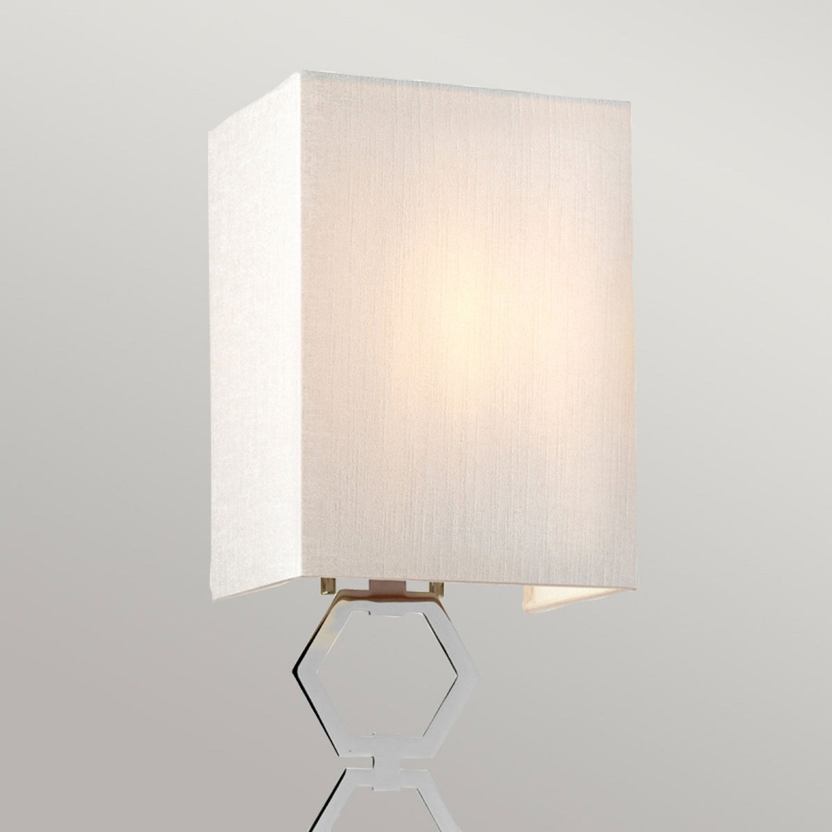 Ria Small Wall Light in Polished Chrome with Ivory Faux Silk Shade