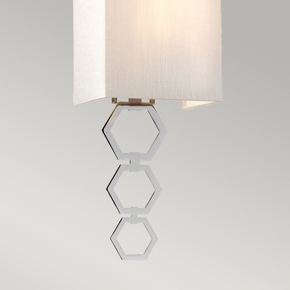 Ria Small Wall Light in Polished Chrome with Ivory Faux Silk Shade