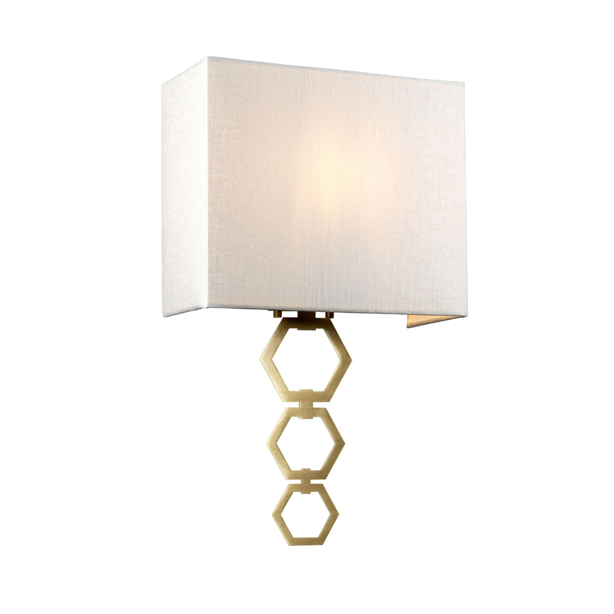 Ria Medium Wall Light in Aged Brass with Ivory Faux Silk Shade