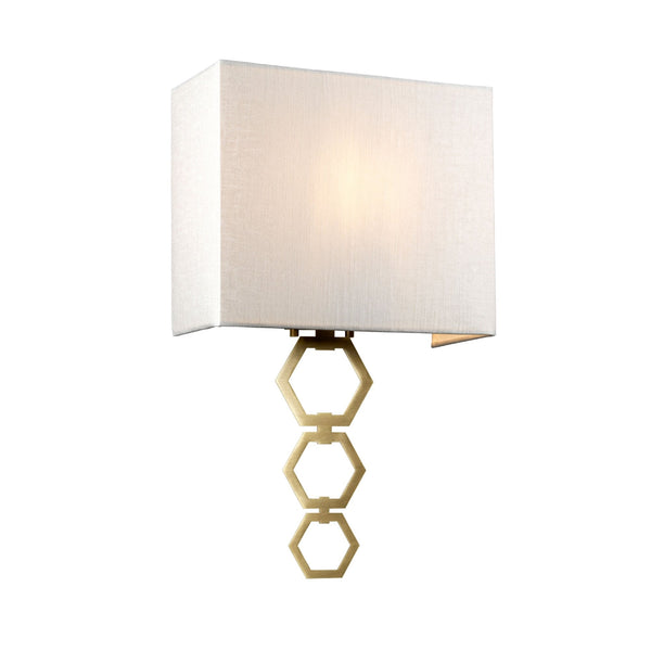 Ria Medium Wall Light in Aged Brass with Ivory Faux Silk Shade