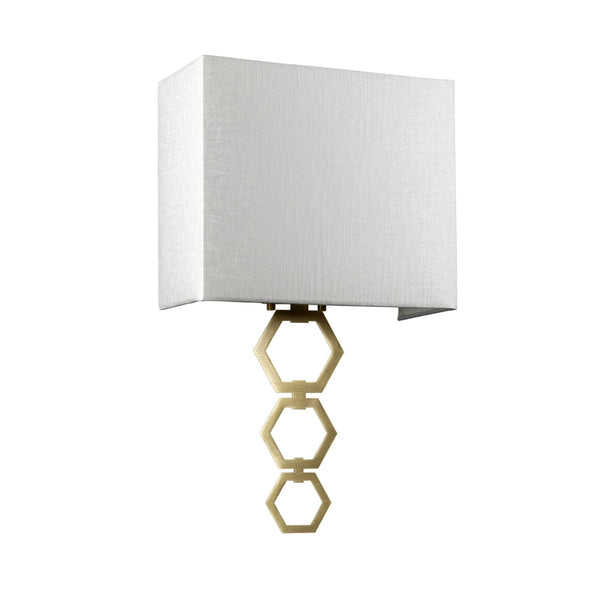 Ria Medium Wall Light in Aged Brass with Ivory Faux Silk Shade