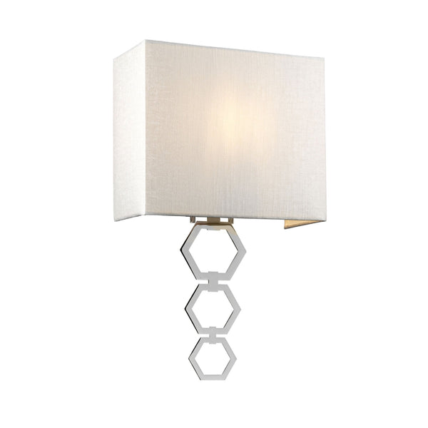 Ria Medium Wall Light in Polished Chrome with Ivory Faux Silk Shade