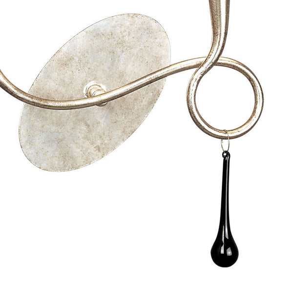 Paola Twin Wall Lamp In Painted Silver & Black With Black Fabric Shade