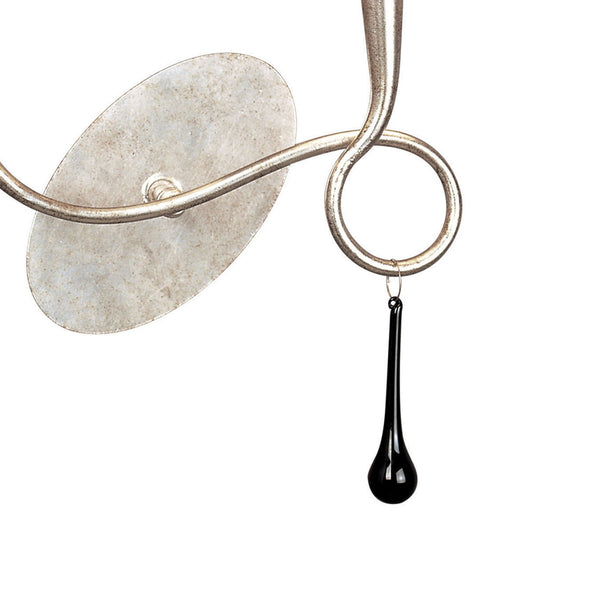 Paola Twin Wall Lamp In Painted Silver & Black With Cream Fabric Shade