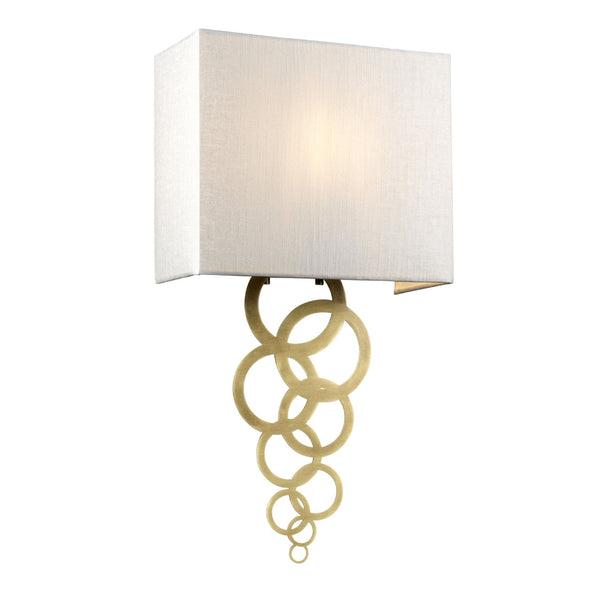 Rosa Medium Wall Light in Aged Brass with Ivory Faux Silk Shade