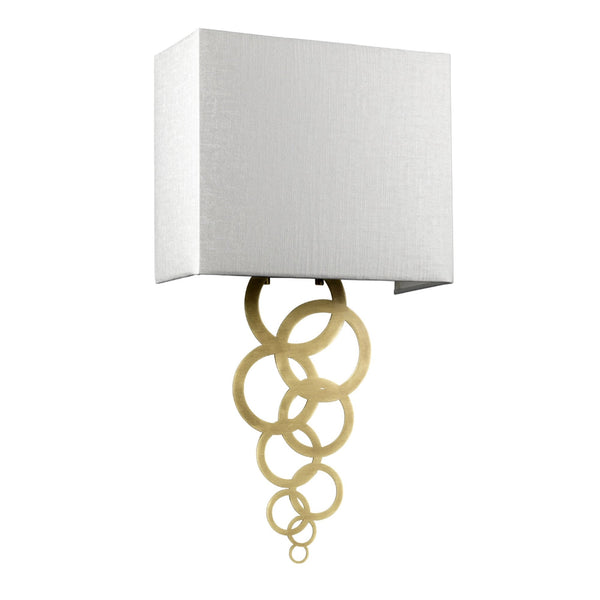 Rosa Medium Wall Light in Aged Brass with Ivory Faux Silk Shade