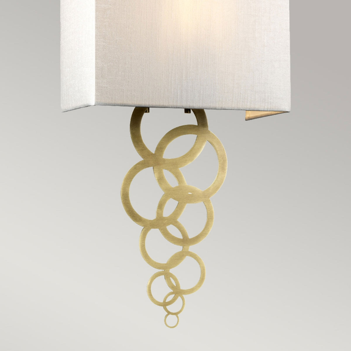 Rosa Medium Wall Light in Aged Brass with Ivory Faux Silk Shade