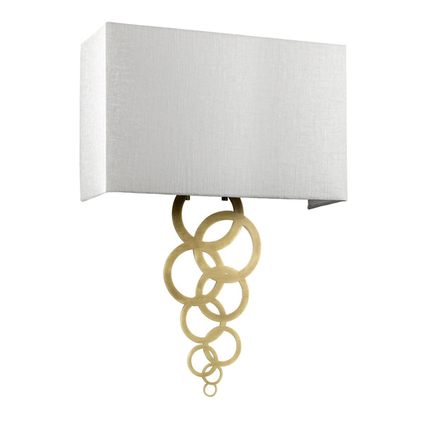 Rosa Large Wall Light in Aged Brass with Ivory Faux Silk Shade