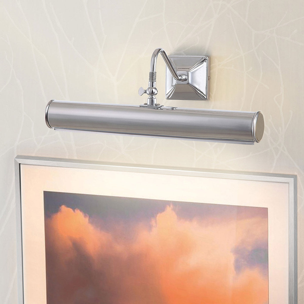 Large Iron Adjustable Picture Light in Polished Chrome