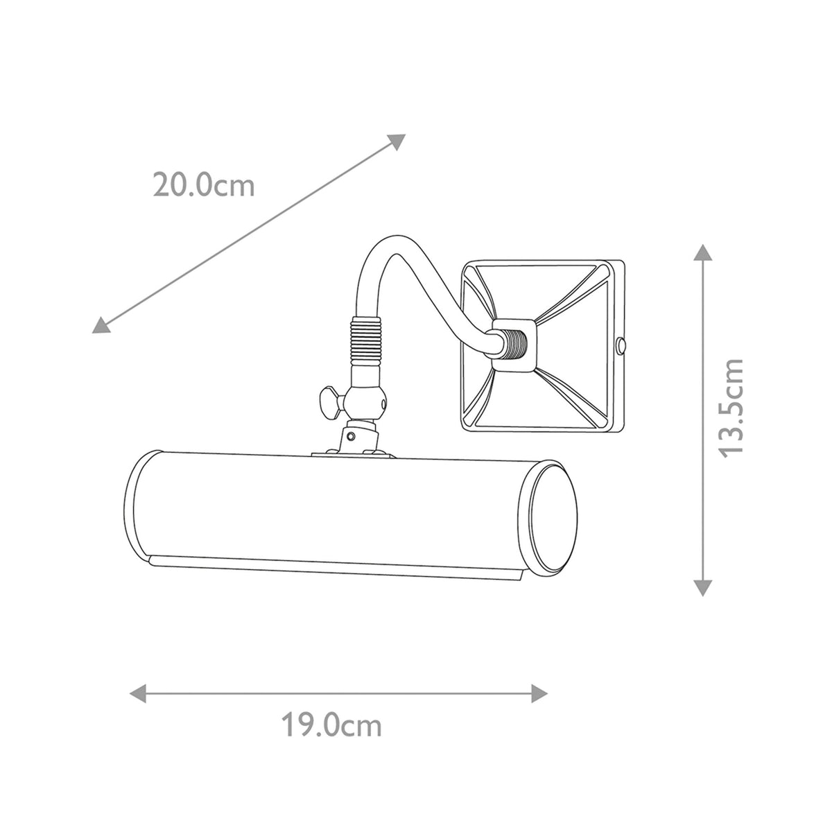 Small Iron Adjustable Picture Light in Brushed Brass