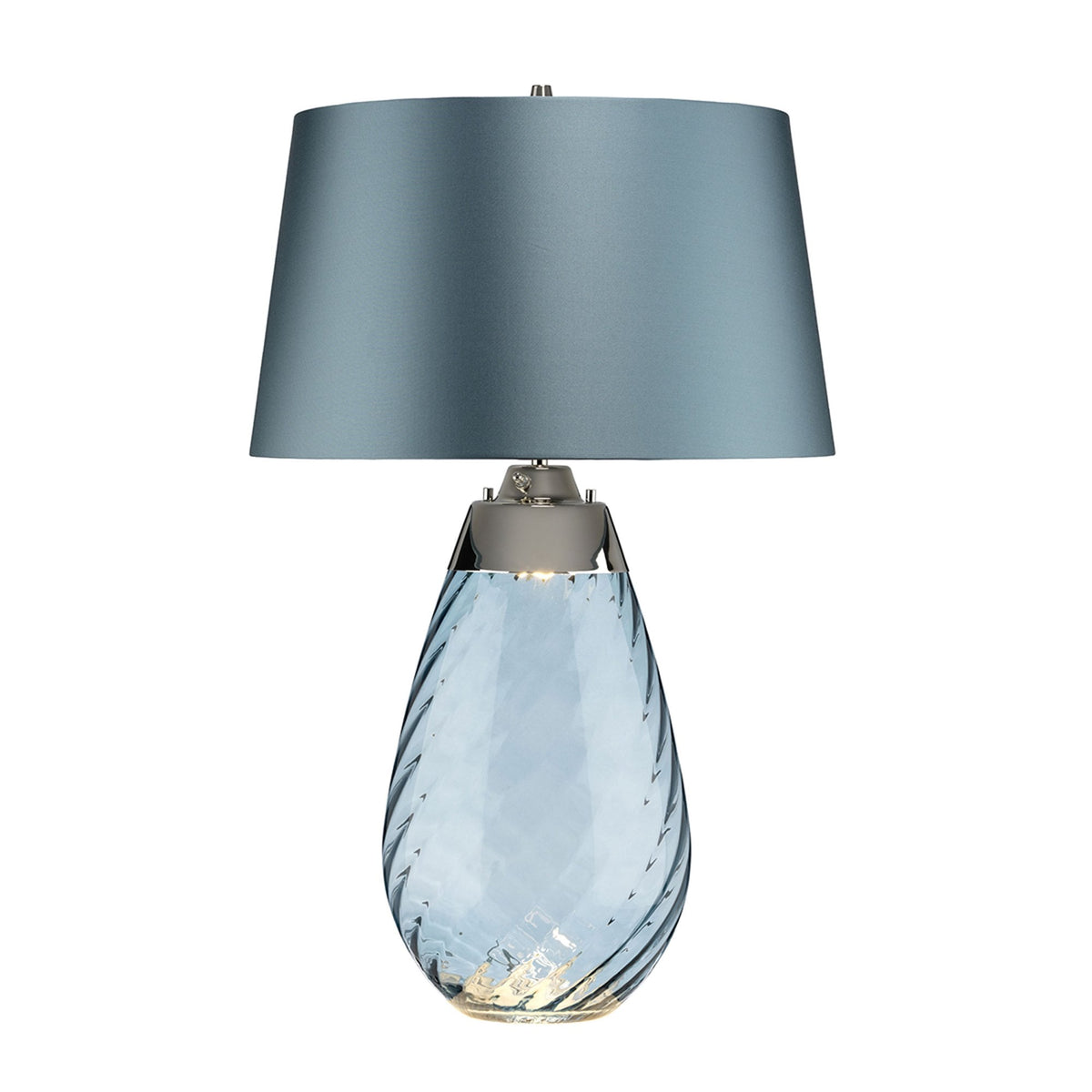 Lena Large Dual Lit Table Lamp with Light Blue Tinted Glass and Duck Egg Blue Shade