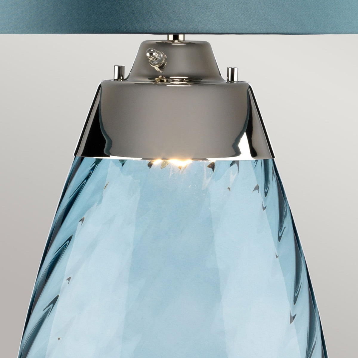 Lena Large Dual Lit Table Lamp with Light Blue Tinted Glass and Duck Egg Blue Shade