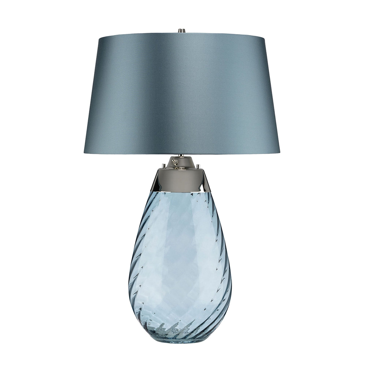 Lena Large Dual Lit Table Lamp with Light Blue Tinted Glass and Duck Egg Blue Shade