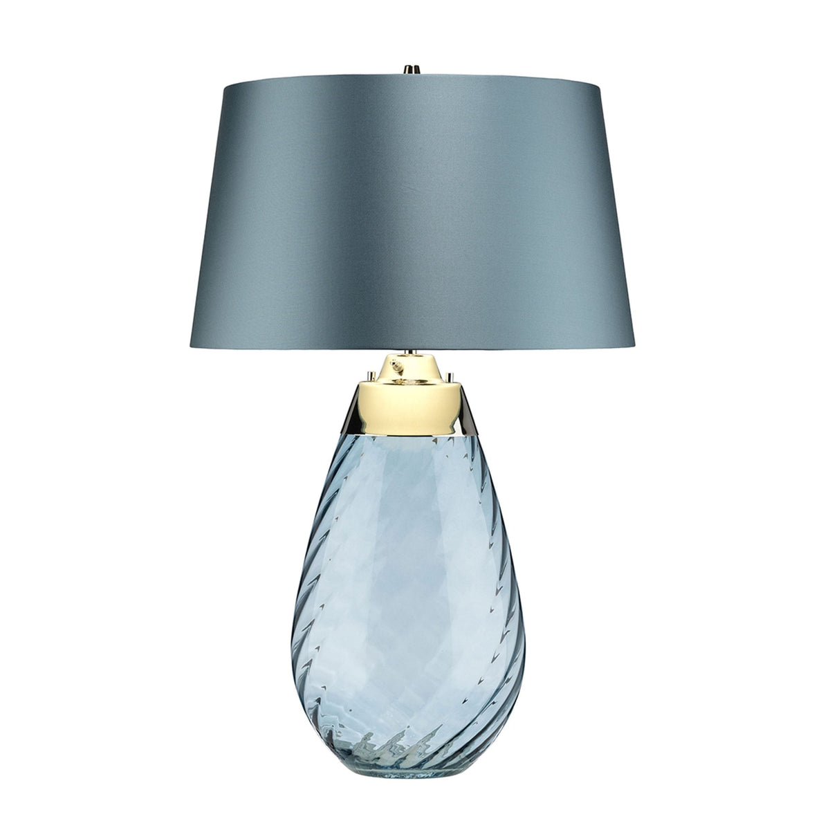 Lena Large Dual Lit Table Lamp with Light Blue Tinted Glass and Duck Egg Blue Shade