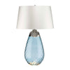 Lena Large Dual Lit Table Lamp with Light Blue Tinted Glass and Off White Shade