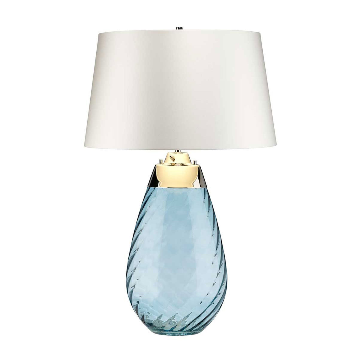 Lena Large Dual Lit Table Lamp with Light Blue Tinted Glass and Off White Shade
