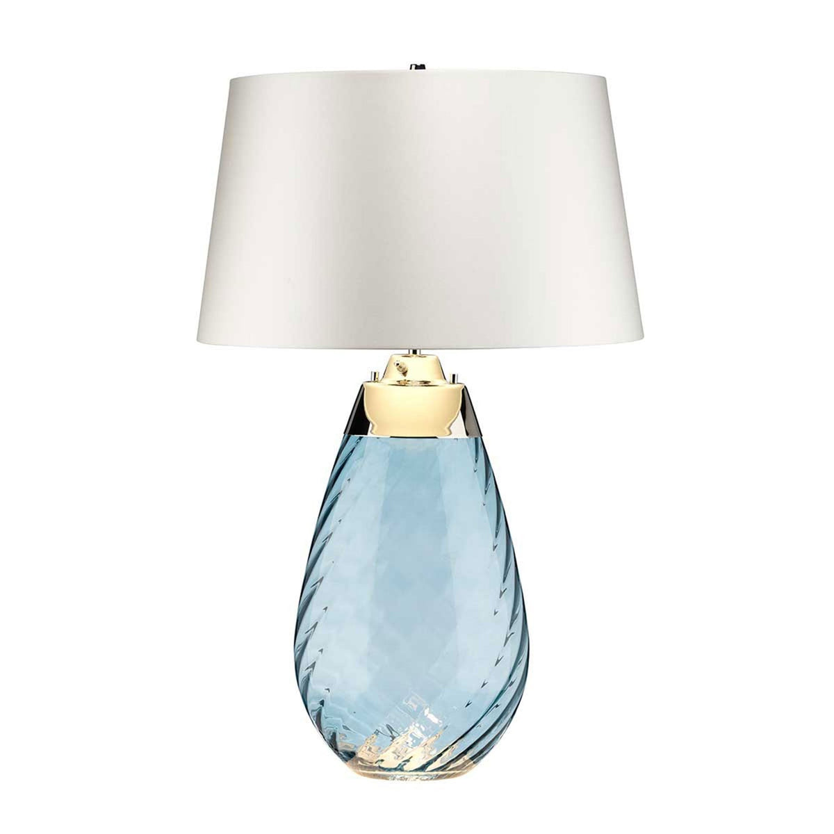 Lena Large Dual Lit Table Lamp with Light Blue Tinted Glass and Off White Shade