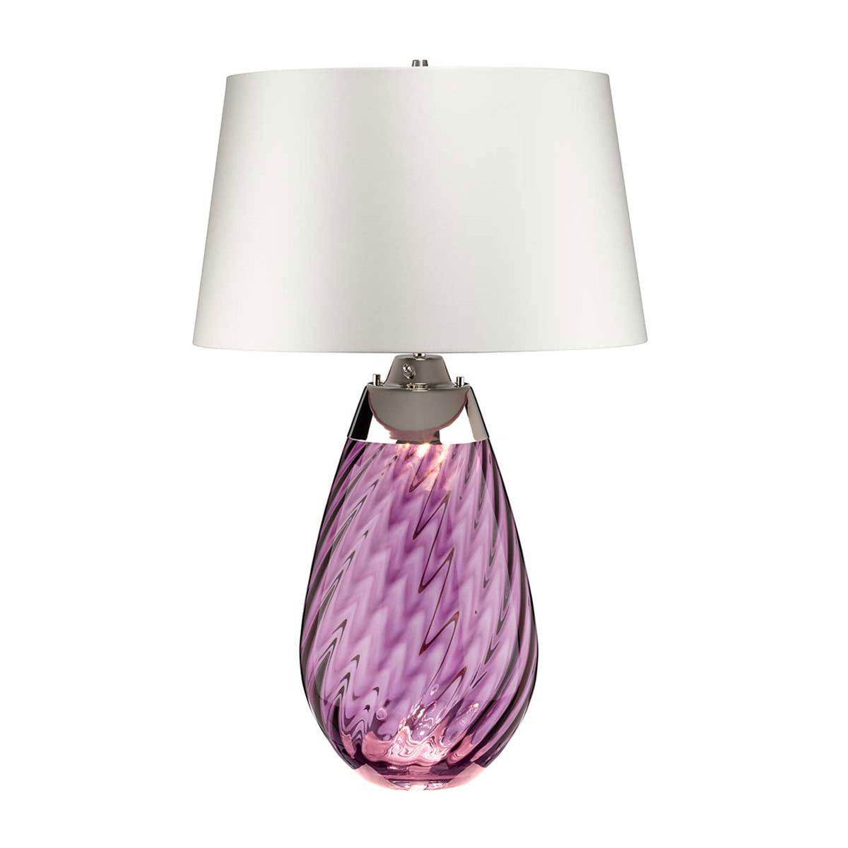 Lena Large Dual Lit Table Lamp with Plum Tinted Glass and Off White Shade