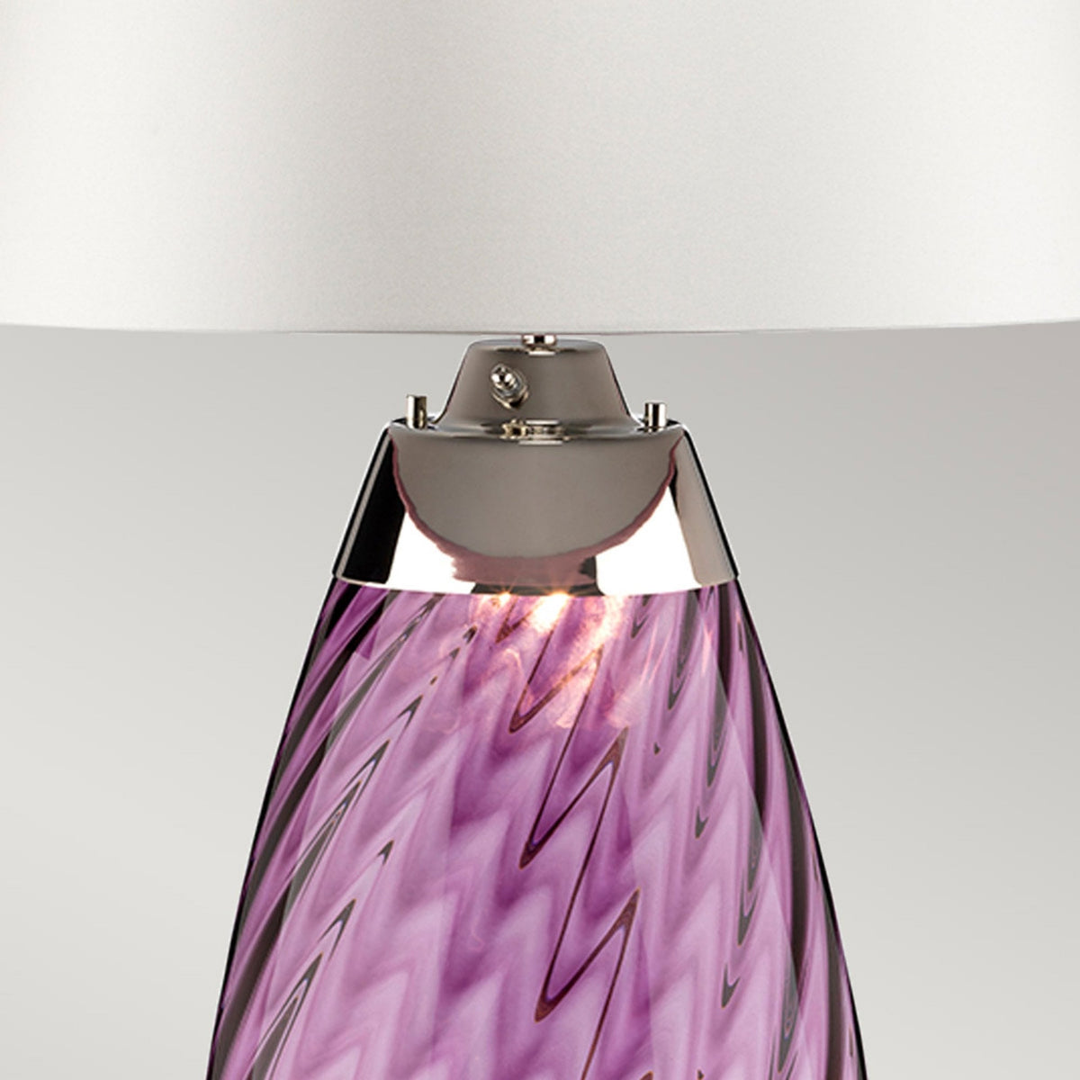 Lena Large Dual Lit Table Lamp with Plum Tinted Glass and Off White Shade