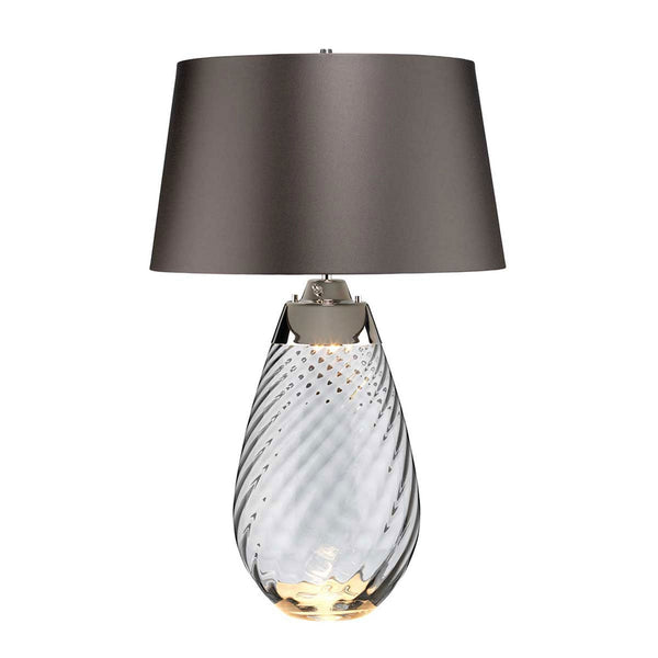 Lena Large Dual Lit Table Lamp with Smoke Tinted Glass and Slate Shade