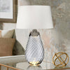 Lena Large Dual Lit Table Lamp with Smoke Tinted Glass and Off White Shade
