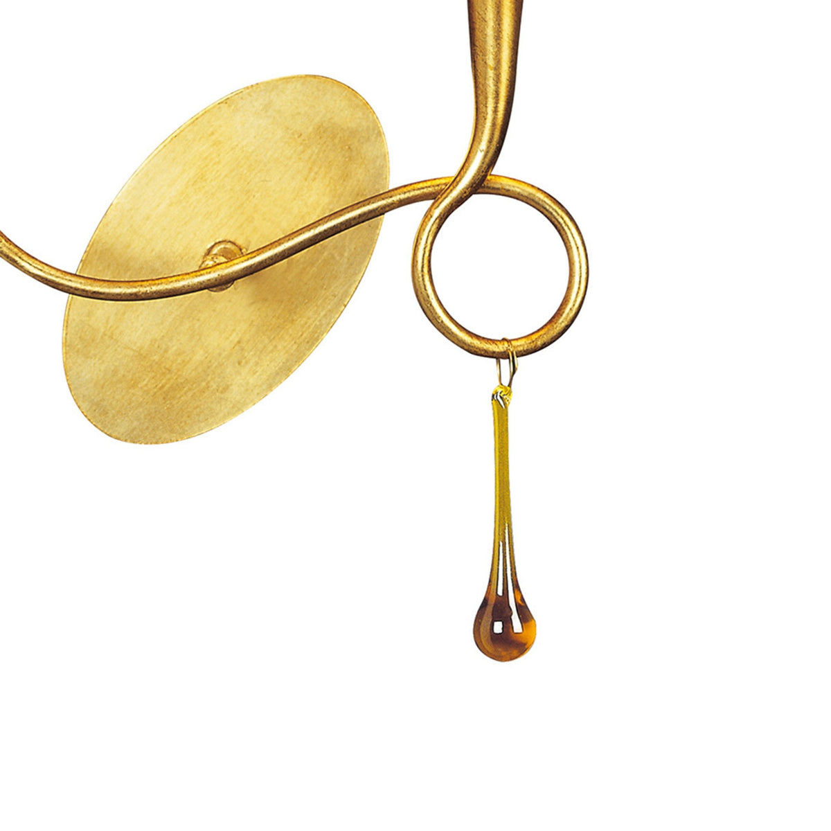 Paola Twin Wall Lamp In Painted Gold & Amber With Cream Fabric Shade