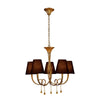 Paola 5 Light Chandelier In Painted Gold & Amber With Black Fabric Shades