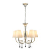 Paola 5 Light Chandelier In Painted Silver & Black With Cream Fabric Shades
