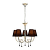 Paola 5 Light Chandelier In Painted Silver & Black With Black Fabric Shades