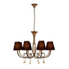Paola 8 Light Chandelier In Painted Gold & Amber With Black Fabric Shades