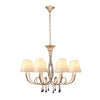 Paola 8 Light Chandelier In Painted Silver & Black With Cream Fabric Shades