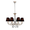 Paola 8 Light Chandelier In Painted Silver & Black With Black Fabric Shades