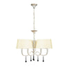 Paola 3 Arm Chandelier In Painted Silver & Black With Cream Fabric Shades