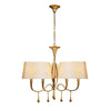 Paola 3 Arm Chandelier In Painted Gold & Amber With Cream Fabric Shades