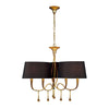 Paola 3 Arm Chandelier In Painted Gold & Amber With Black Fabric Shades